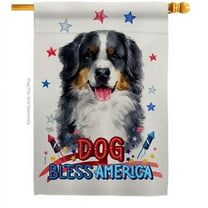 Breeze Decor H120117-BO Patriotic Bernese Mountain Animals Dog 28 x 40 in. Double-Sided Decorative Vertical House Flag for Decoration Banner Garden Yard Gift