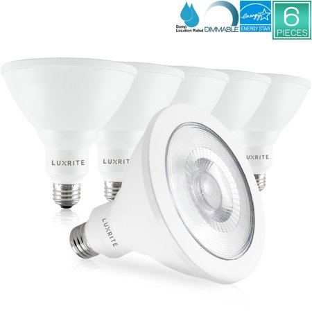 Pack Of 6 Led Par 38 Bulb Luxrite 16 5w 100w Equivalent 5000k Pack Of 6 Led Par 38 Bulb Luxrite 16 5w 100w Equivalent 5000k Bright White Dimmable 1160 Lumens Track Light 40 Beam Angle Damp Rated