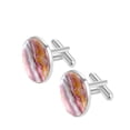 thumbnail image 2 of HemaKayy Cufflinks for Men, Classic Wedding Business Shirt Cuff Links Personalized Gifts Father Grandfather Dad Husband Boyfriend Tie Clip, Round - Sliver - Unique Marble Texture, 2 of 7