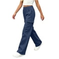 thumbnail image 5 of Jalioing Cargo Sweatpants for Teen Girl Loose Straight Leg Elastic Waist Pants Casual Thermal Fleece Lined Trousers, 5 of 7