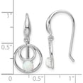 thumbnail image 4 of Sterling Silver Rhod-Plated Polished Created Opal Circles Dangle Earrings (Width 11.7) (Length 25.5) - Jbsp, 4 of 5