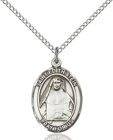 Bonyak Jewelry 18 Inch Rhodium Plated Necklace w// 4mm Light Rose Pink October Birth Month Stone Beads and Saint Augustine Charm