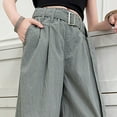 thumbnail image 4 of Juslio Girls Pants Casual Unisex Child 8-16 Years Mid Waist Loose Pocket Wide Leg Cropped Gray, 4 of 9