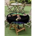 thumbnail image 4 of Outdoor Tablecloth with Umbrella Hole for Patio/Picnic/Party/Camping, Colorful Palm Tree Waterproof Table Cloth Round Cover Washable, Summer Tropical Plants Leaves Abstract Black (Dia 54"), 4 of 9