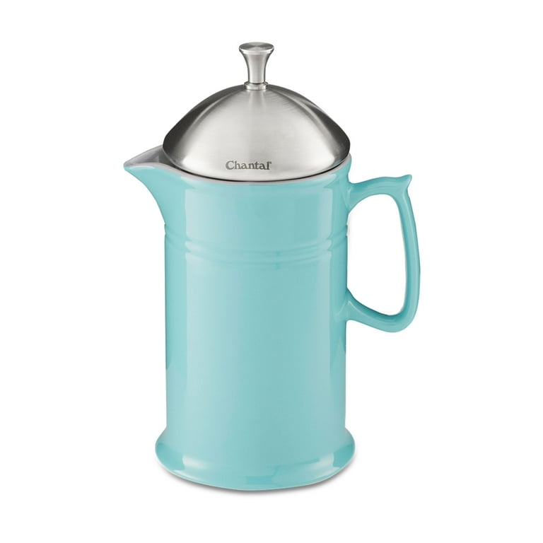 Chantal Ceramic French Press with Stainless Steel Plunger and Lid Aqua Blue Walmart