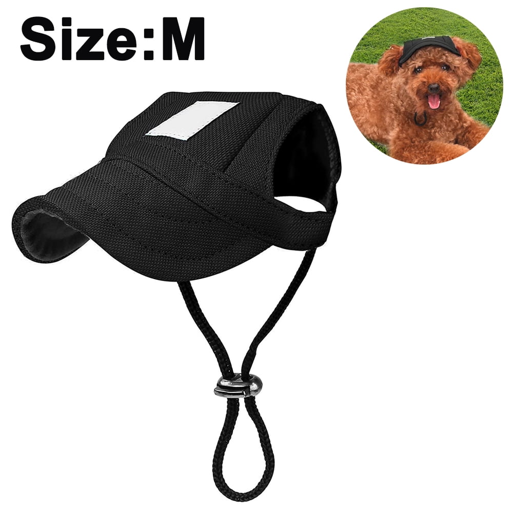 Greswe Dog Hat Pet Baseball Cap Dogs Sport Hat Visor Cap With Ear Holes And Chin Strap For Dogs And Cats Black Medium