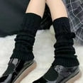 thumbnail image 2 of QUOTAY Japanese Leg Warmers Gothic Knit Long Socks Winter Socks Leggings Gaiters Cozy Ankle to Knee Sock 01_Blackï¼One Size, 2 of 4