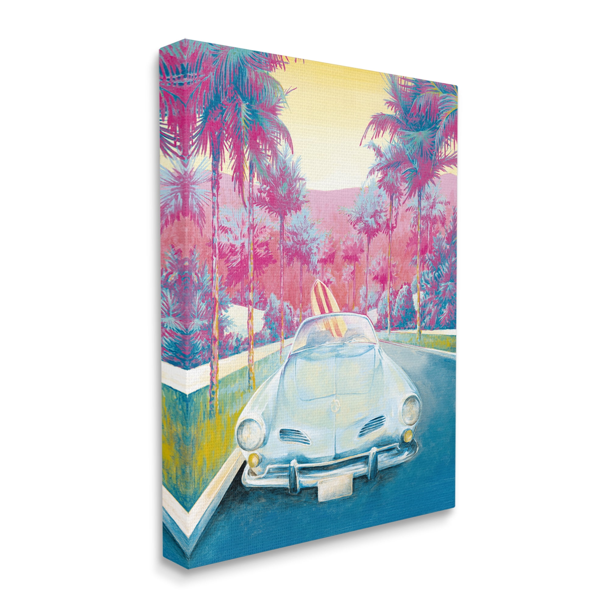Stupell Industries Tropical Classic Car Transportation Painting Gallery Wrapped Canvas Art Print Wall Art, 30 x 40