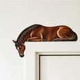thumbnail image 2 of Wooden Horse Door Topper,Rustic Lying Craft Wall Art Decor | Hanging Brown Door Frame Farmhouse Ornament,Unique Gift for Horse Lovers Cute Shelf Topper Home Decoration, 2 of 7
