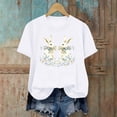 thumbnail image 6 of Womens Tops Easter Bunny Casual Printed Round Neck Short Sleeved T-shirt White S, 6 of 6