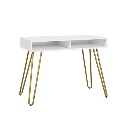 Mainstays Hairpin Writing Desk with 2 Spacious Open Storage Cubbies, Multiple Finishes
