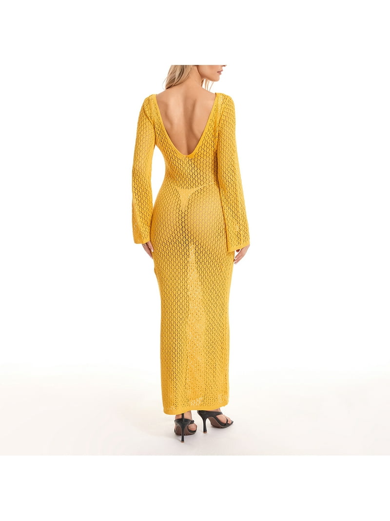 white christmas dresses Yellow Cabana Views Crochet Dress main image 1