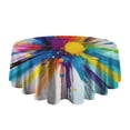 thumbnail image 5 of Colorful Double Burst Paint Pattern Round Tablecloth 60"x60",Wrinkle Wipeable Table Cloth for Kitchen Dining Room Picnic Patio Party, 5 of 6