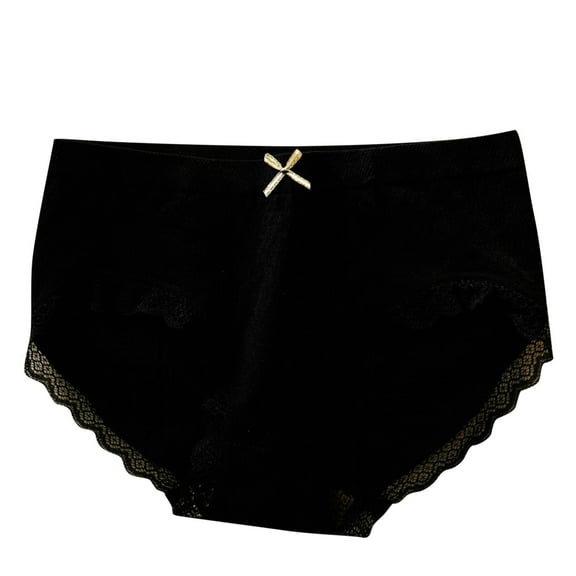 Penkiiy Underwear for Women Women's Seamless Panties Bubble High Elastic Seamless Cotton With Breathable Mid-Waist And Hip Lift Comfortable Bow Briefs Black Underwear