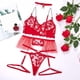 thumbnail image 4 of Gibobby Conjunto de lencería Lenceria Sexy para Mujer Transparente Ropa Interior Lenceria Vestidos de Mujer Sexis Bralette y Tanga Conjunto Interior Mujer(Rojo, CH), 4 of 5