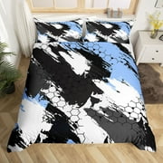 Geometric Duvet Cover Full Camouflage Bedding Set Black Blue Campaign Abstract Camo Army Beehive Comforter Cover Honeycomb Hexagon Militarily Style Room Decor Quilt Cover For Adult Man Woman