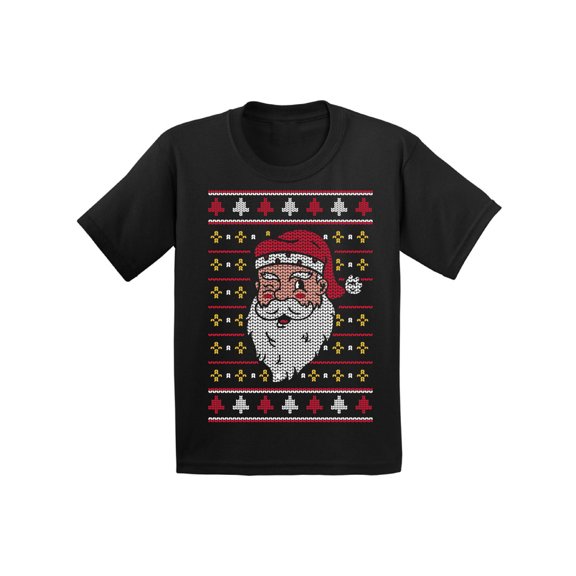 Santa Christmas Shirt for Kids Xmas T-Shirt for Boys Girls Children Xmas Pattern Toddler Tee Holiday Outfit