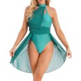 thumbnail image 2 of CHICTRY Costume de Danse Lyrique pour Femmes Robe Sans Manches Asymétrique Contemporain Ballet Danse Moderne Vert A TG, 2 of 6