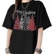 thumbnail image 1 of T Shirts for Womens Red Xmas Tree on Black Short Sleeve Graphic Tees Loose Fit T-Shirt Cotton Casual Tops, 1 of 8