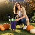 thumbnail image 2 of Halloween Savings Halloween Witch Legs Yard Stakes 2 Pack Glitter Witch Shoe Decorations with Purple Black Striped Stockings Outdoor HalloweenGround Stakes for Garden Halloween Decor indoor Outdoor, 2 of 7