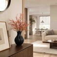 thumbnail image 5 of MMJ Fluted Ceramic Vase Set of 2 Matte Black White Table Centerpiece Home Decor 8.27x5.12x5.12in With Leaves, 5 of 7