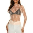 thumbnail image 4 of Baywell Womens Mesh Sheer Tops Sexy Crew Neck Summer Loose FIt Party Clubwear Shirts S-XL, 4 of 7