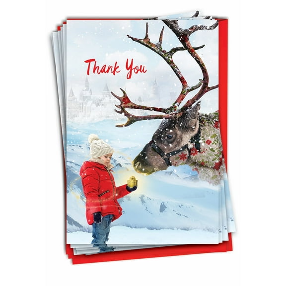 12 Christmas Thank You Greeting Cards (1 Design, 12 Cards) - Holiday Animals