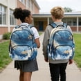 thumbnail image 4 of SEANATIVE School Backpack for Kids Lightweight Children Bookbag Travel Daypacks with Front & Side Pockets Students Rucksack for Middle High School, Marble Blue Gold, 4 of 7