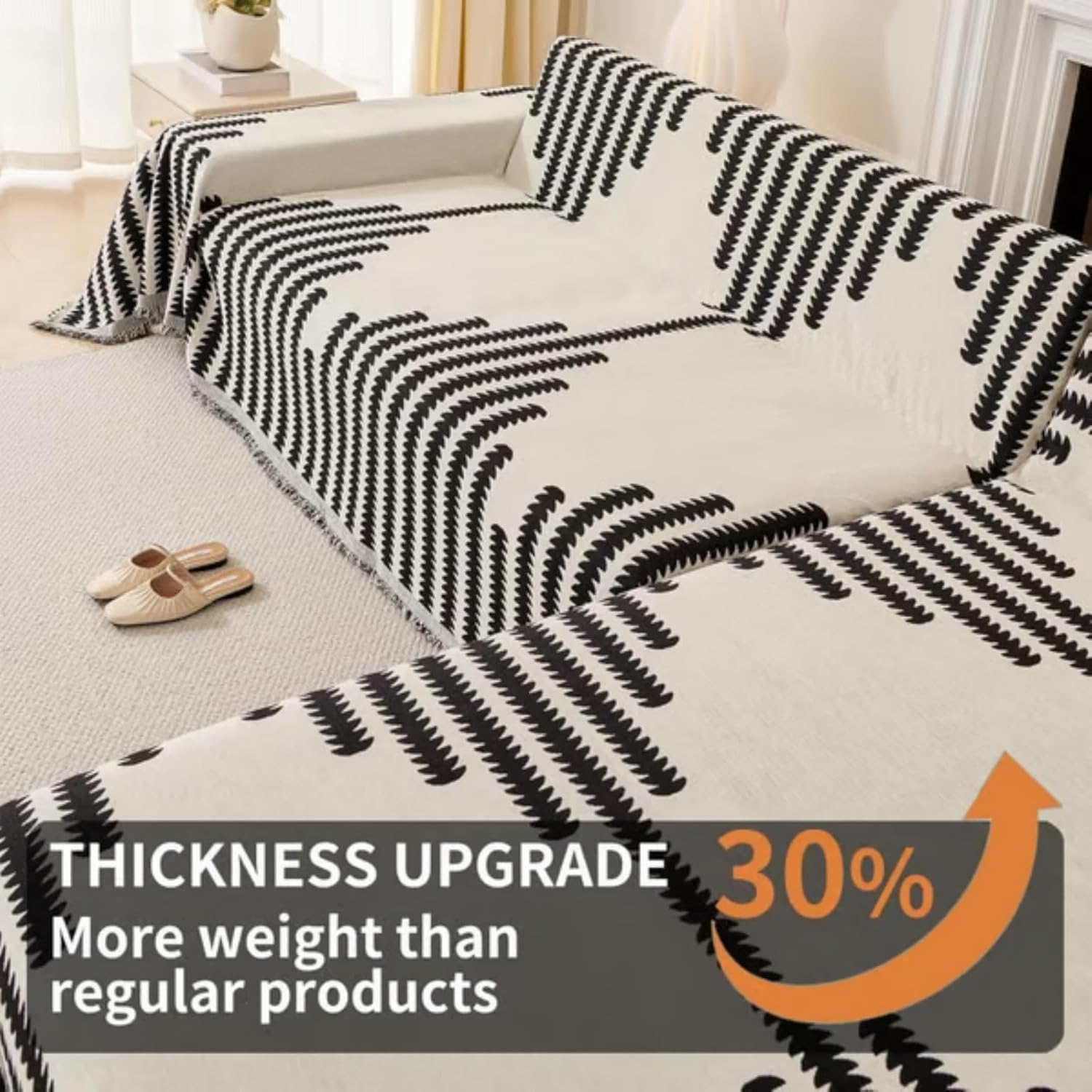 Reversible Chenille Sofa Cover - Pet Proof Furniture Protector For 2-Seater (180x180cm), Machine Washable