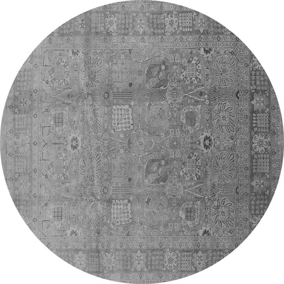 Ahgly Company Indoor Round Oriental Gray Industrial Area Rugs, 3' Round