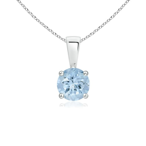 ANGARA Natural Classic Round Aquamarine Solitaire Pendant in 925 Sterling Silver for Women (Size-5mm) | March Birthstone, Birthday, Anniversary, Jewelry Gift for Women | Natural Aquamarine Necklace