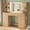 Nature, variant on Afuhokles Fluted Makeup Vanity Desk with Lighted Mirror and 5 Drawer, Modern Dressing Table with Charging Station for Bedroom, Oak