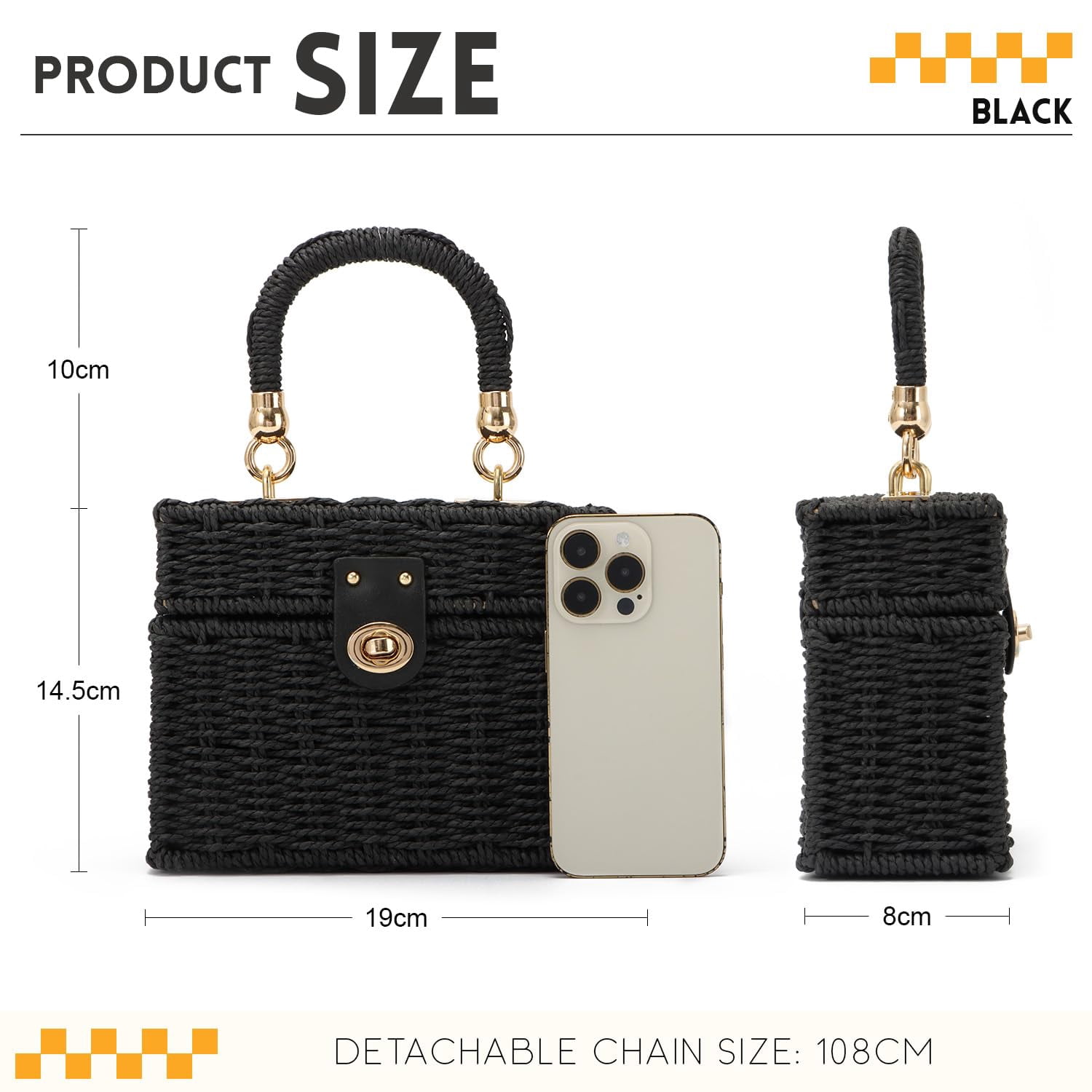 Rattan Purse for Women Summer Tote Handbag Woven Bakset Crossbody Bag Trendy Beach Top Handle Bag