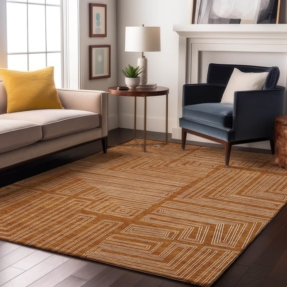 Addison Rugs Mayfield Premium Machine Washable Transitional Geometric Paprika Rectangle Rug, 10' x 14'