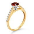 thumbnail image 3 of Gem Stone King 10K Yellow and White Gold Red Garnet and White Lab Grown Diamond Engagement Solitaire Ring (1.18 Cttw, Round 5MM, Gemstone January Birthstone, Available in Size 5, 6, 7, 8, 9), 3 of 4