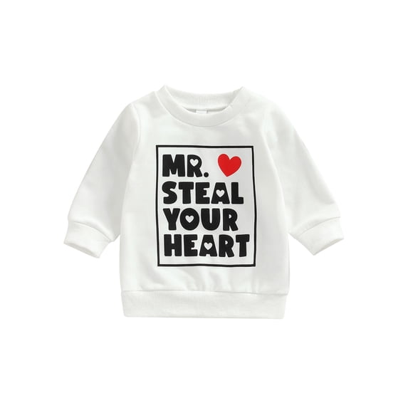 Sedceaty Toddler Baby Christmas Sweatshirt, Long Sleeve Round Neck Heart Letter Print Pullover Tops