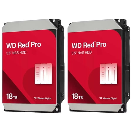 WD Red Pro 18TB 3.5" SATA III Internal NAS Hard Drive, 2-Pack