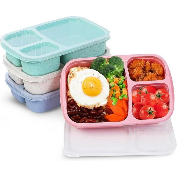 Dalrosia Bento Lunch Box Set Wheat Straw Meal Prep Food Storage Containers Plastic, Microwave and Dishwasher Safe