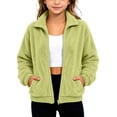 thumbnail image 2 of Edvintorg Girls Fleece Jacket Solid Color Stand Collar Casual Coat Fall Winter Long Sleeve Zip up Outerwear with Pocket Clothes for Teen Girls Size 4-15, 2 of 9