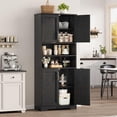 thumbnail image 2 of EastVita Bathroom Cabinet Farmhouse Storage Cabinet with Glass Doors and Adjustable Shelves Freestanding Kitchen Pantry Cabinet Cupboard for Living Room Dining Room Black 67 H, 2 of 8