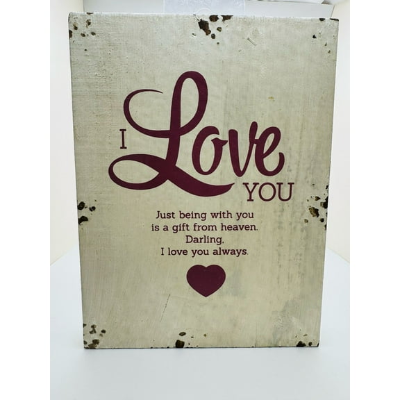 Rustic Wooden Wall Plaque – "I Love You" Quote – Vintage Decorative Sign❤️
