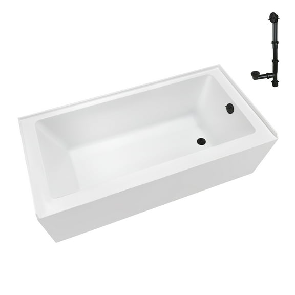 Streamline NAL-5580-ORB 60 in. x 32 in. Acrylic Right-Hand Drain Alcove Bathtub in Glossy White With External Drain in Matte Oil Rubbed Bronze
