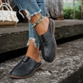 thumbnail image 3 of Rokment Womens Orthopedic Wedges Walking Clogs and Mules Sandals with Arch Support Comfortable Beach Casual Leather Hollow out Closed Toe Platform Low Heels Slip on Slides Black Size 6, 3 of 6