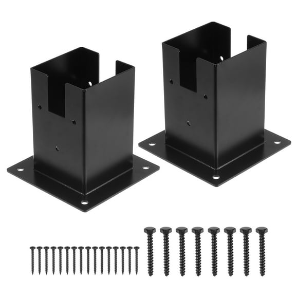Unique Bargains 4' x 4' Post Base (Inner Size 3.6' x 3.6'), 2pcs Wood Fence Post Base Brackets for Deck Porch Handrail Railing Deck