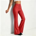 thumbnail image 4 of ClodeEU Women's High Waist Slim Flare Pants,Vintage Fashion Bootcut Pant with Pockets Red,Women's Plus M, 4 of 6