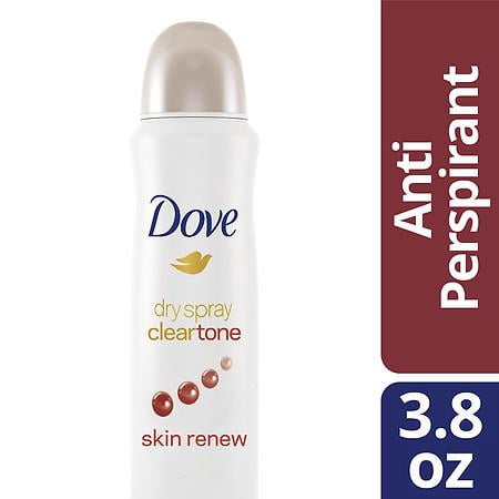 Dove Dry Spray Antiperspirant Deodorant Clear Tone Skin Renew 3.8 oz.(pack of