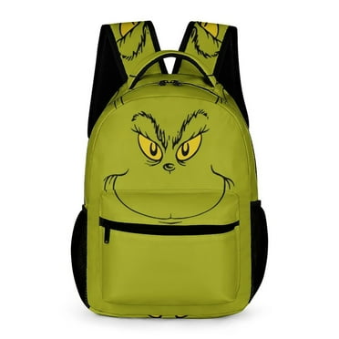 Grinch Backpack for Teens Large 17 Inch Durable Laptop Bag Lightweight School Bookbag Anime Backpack with Mesh Side Pockets