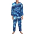 thumbnail image 3 of Naloa Beautiful Ocean Dolphin Men’s Pajamas Set - Long Sleeve Button Down Sleep Shirt and Pajama Bottoms Sleepwear Set-, 3 of 7
