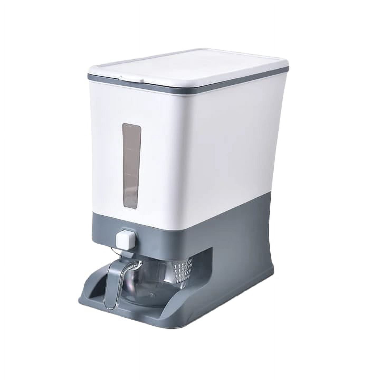 25 Lbs. Rice Dispenser, Large Grain Storage Container with Lid Measuring Cylinder Moisture Proof Bucket for Kitchen Gray