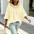 thumbnail image 6 of Oversized Stripes Hoodies for Women Batwing Short Sleeve Crewneck Hooded Drawstring Sweatshirts Spring Fall (M, Yellow), 6 of 8
